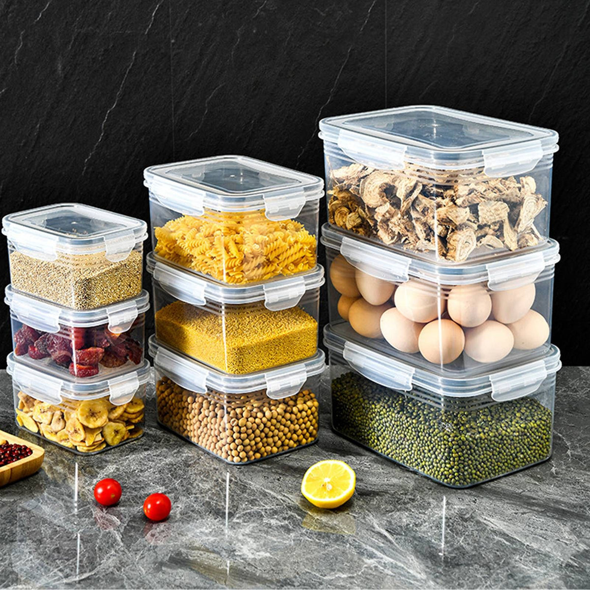 3pcs Drain Storage Basket Box Transparent Leakproof Food Storage Containers with Removable Colander for Fridge