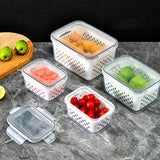3pcs Drain Storage Basket Box Transparent Leakproof Food Storage Containers with Removable Colander for Fridge