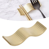 Chopstick Holder Stainless Steel Dual Use Non Stick Elegant Chopsticks Rest Stand for Spoon Fork Gold - Extra Image