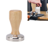 Coffee Tamper 304 Stainless Steel Base Coffee Powder Bean Press Hammer with Wooden Handle for Home Cafe 58mm