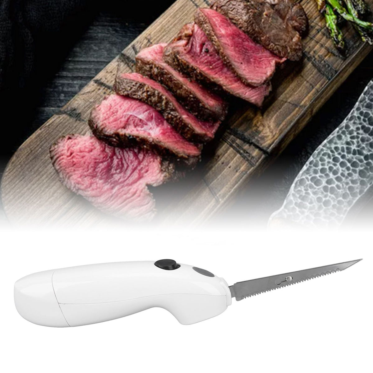 Battery Powered Knife Stainless Steel Cordless Electric Fillet Knife Portable Steak Knife for Home Restaurant Picnic