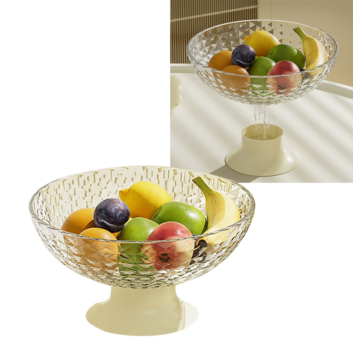 Fruit Tray Plate Holder Plastic Footed Snacks Vegetables Fruits Basket Bowl for Kitchen Counter Dining Room Tables Transparent Color