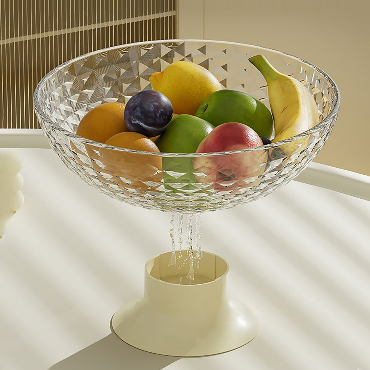 Fruit Tray Plate Holder Plastic Footed Snacks Vegetables Fruits Basket Bowl for Kitchen Counter Dining Room Tables Transparent Color
