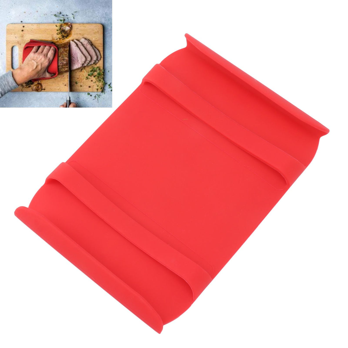 Kitchen Silicone Mat Heat Resistant Silicone Mat with Handle Anti Scalding Anti Slip Kitchen Tool Glove Substitution Red