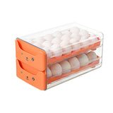 Double Layer Egg Drawer Transparent Lengthen Independent Slot Egg Holder Egg Storage Container for Refrigerator Orange - Front View