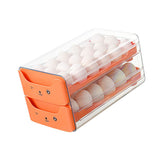 Double Layer Egg Drawer Transparent Lengthen Independent Slot Egg Holder Egg Storage Container for Refrigerator Orange
