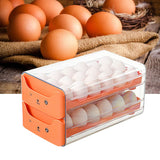Double Layer Egg Drawer Transparent Lengthen Independent Slot Egg Holder Egg Storage Container for Refrigerator Orange