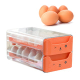 Double Layer Egg Drawer Transparent Lengthen Independent Slot Egg Holder Egg Storage Container for Refrigerator Orange