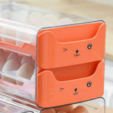 Double Layer Egg Drawer Transparent Lengthen Independent Slot Egg Holder Egg Storage Container for Refrigerator Orange