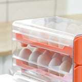 Double Layer Egg Drawer Transparent Lengthen Independent Slot Egg Holder Egg Storage Container for Refrigerator Orange