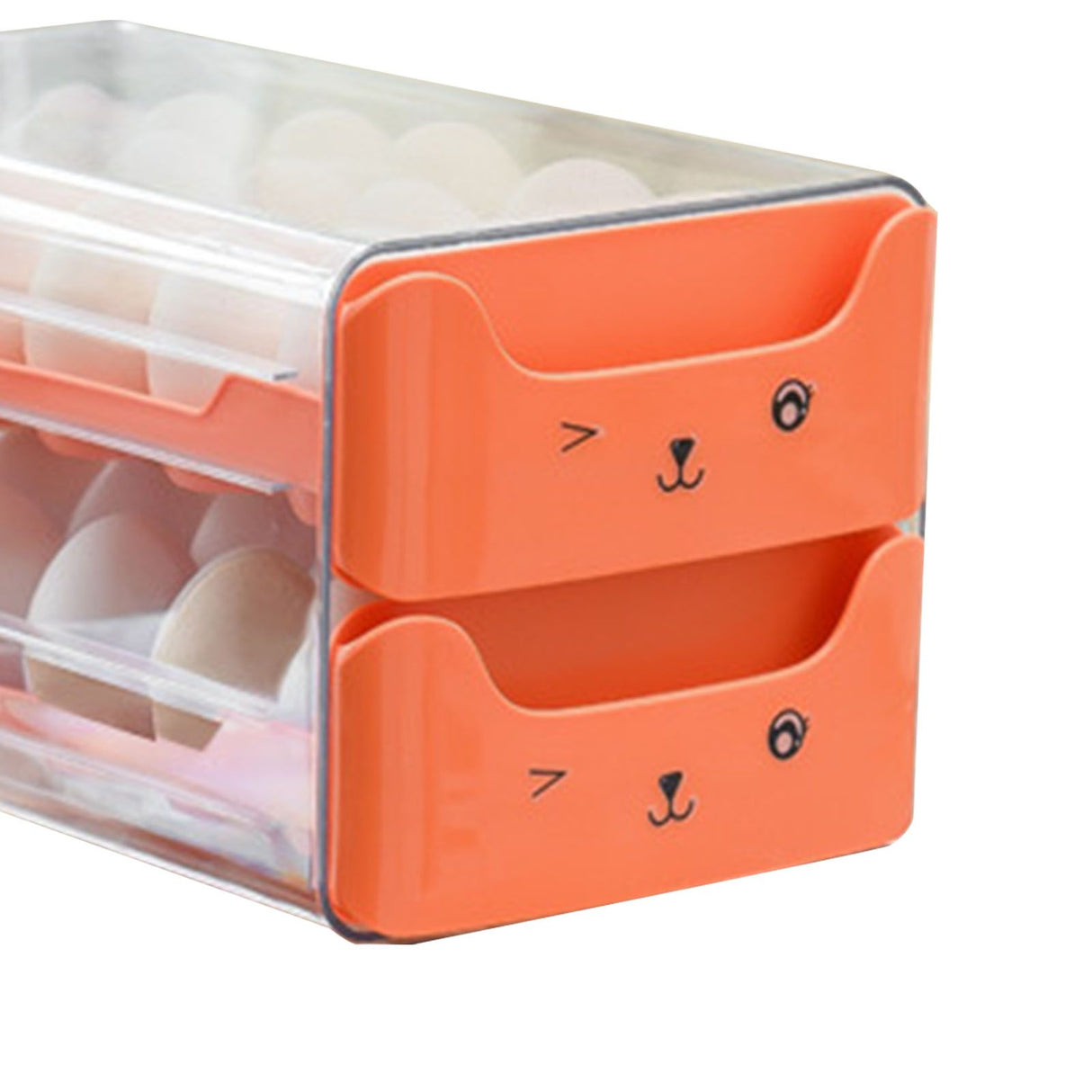 Double Layer Egg Drawer Transparent Lengthen Independent Slot Egg Holder Egg Storage Container for Refrigerator Orange