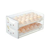 Double Layer Egg Drawer Transparent Lengthen Independent Slot Egg Holder Egg Storage Container for Refrigerator White