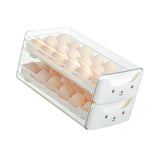 Double Layer Egg Drawer Transparent Lengthen Independent Slot Egg Holder Egg Storage Container for Refrigerator White - Top-Down View