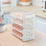 Double Layer Egg Drawer Transparent Lengthen Independent Slot Egg Holder Egg Storage Container for Refrigerator White
