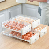 Double Layer Egg Drawer Transparent Lengthen Independent Slot Egg Holder Egg Storage Container for Refrigerator White