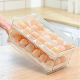 Double Layer Egg Drawer Transparent Lengthen Independent Slot Egg Holder Egg Storage Container for Refrigerator White