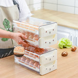 Double Layer Egg Drawer Transparent Lengthen Independent Slot Egg Holder Egg Storage Container for Refrigerator White