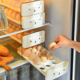 Double Layer Egg Drawer Transparent Lengthen Independent Slot Egg Holder Egg Storage Container for Refrigerator White