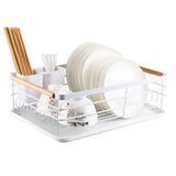 Dish Drainer Kitchen Monolayer Waterproof Cutlery Shelf Tabletop Utensil Storage Shelf White - Front View