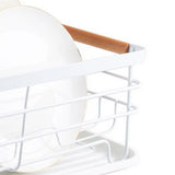 Dish Drainer Kitchen Monolayer Waterproof Cutlery Shelf Tabletop Utensil Storage Shelf White - Close-Up Angle