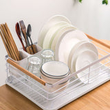 Dish Drainer Kitchen Monolayer Waterproof Cutlery Shelf Tabletop Utensil Storage Shelf White - Extra Image
