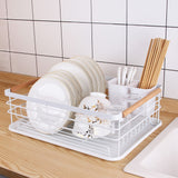 Dish Drainer Kitchen Monolayer Waterproof Cutlery Shelf Tabletop Utensil Storage Shelf White