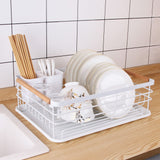 Dish Drainer Kitchen Monolayer Waterproof Cutlery Shelf Tabletop Utensil Storage Shelf White - Extra Image