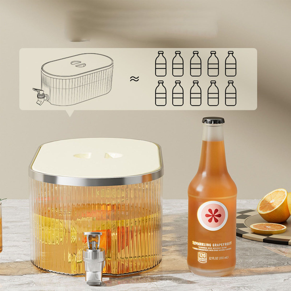 Drink Dispenser PP Good Sealing Large Opening Temperature Resistant Beverage Dispenser Cold Kettle 5L Cream