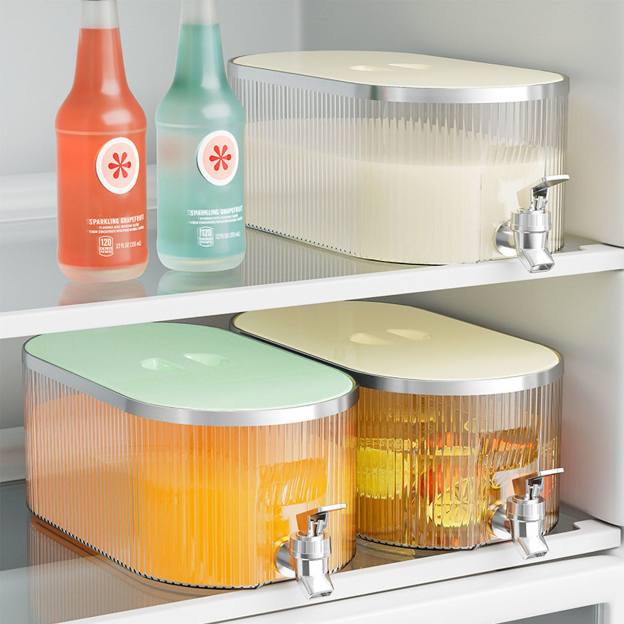 Drink Dispenser PP Good Sealing Large Opening Temperature Resistant Beverage Dispenser Cold Kettle 5L Cream