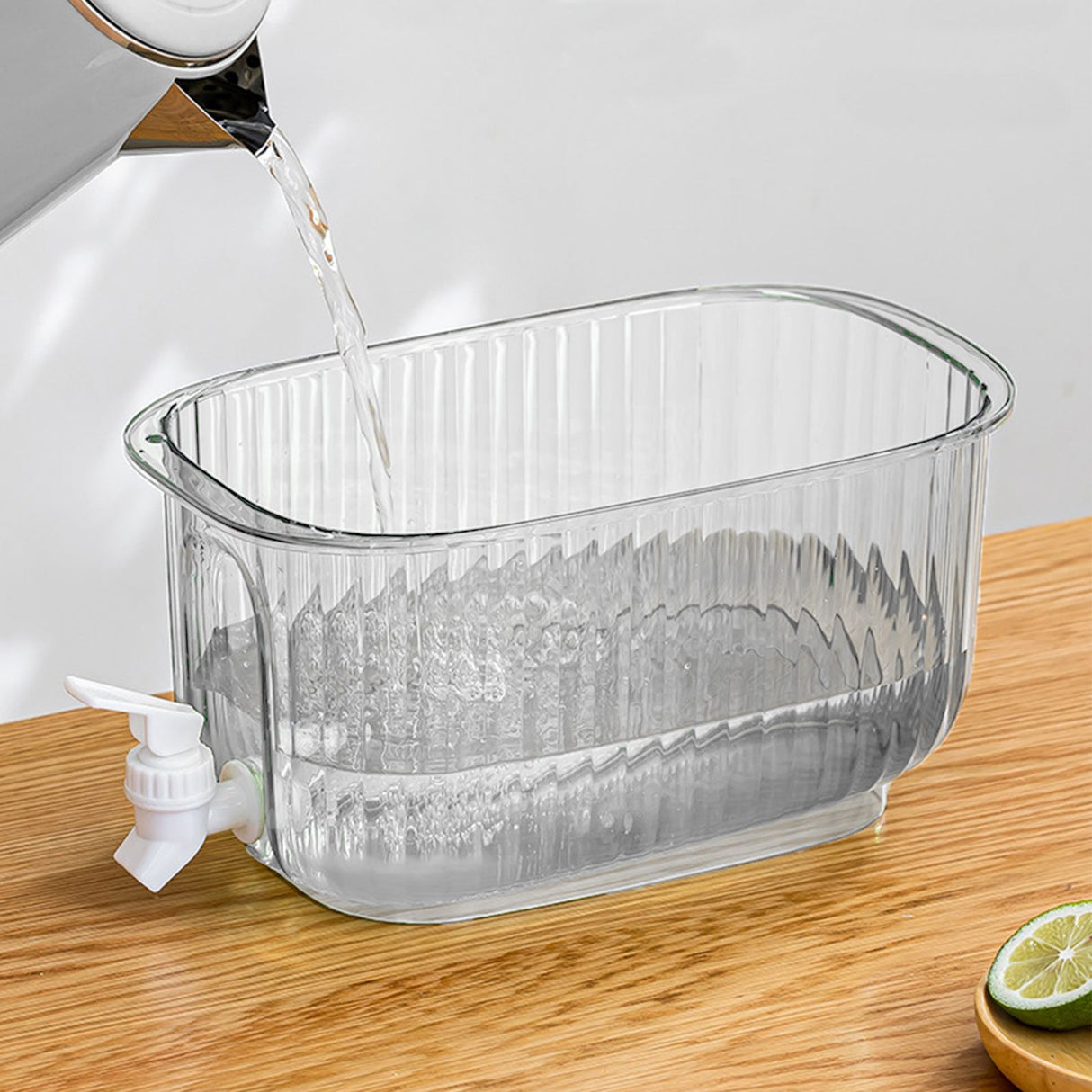 Beverage Drink Dispenser Large Capacity Food Grade Thickened Leakage Proof Cold Kettle with Faucet for Home Transparent White