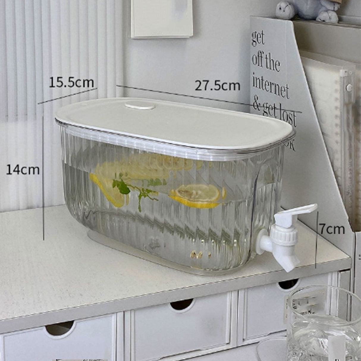 Beverage Drink Dispenser Large Capacity Food Grade Thickened Leakage Proof Cold Kettle with Faucet for Home Transparent White