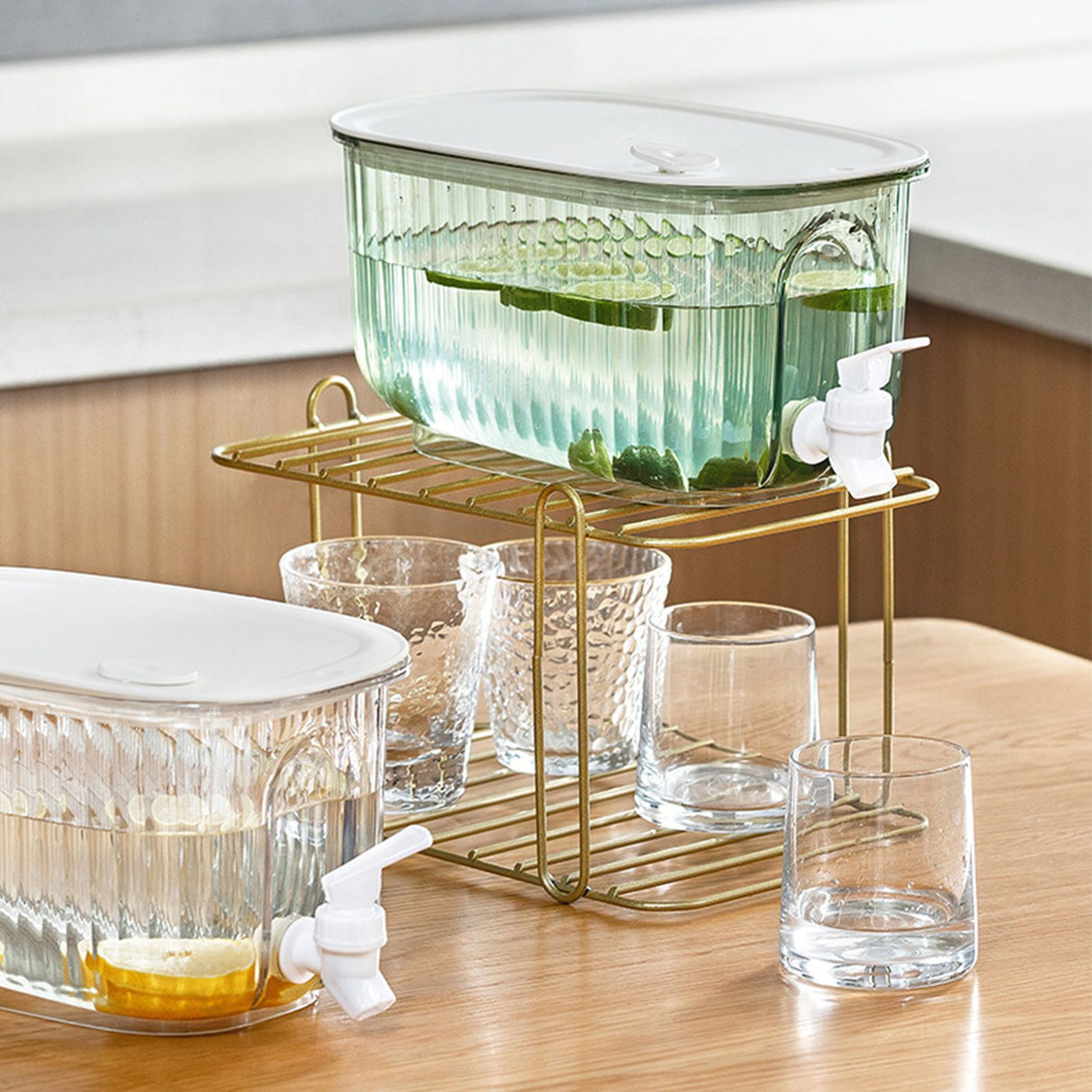 Beverage Drink Dispenser Large Capacity Food Grade Thickened Leakage Proof Cold Kettle with Faucet for Home Green