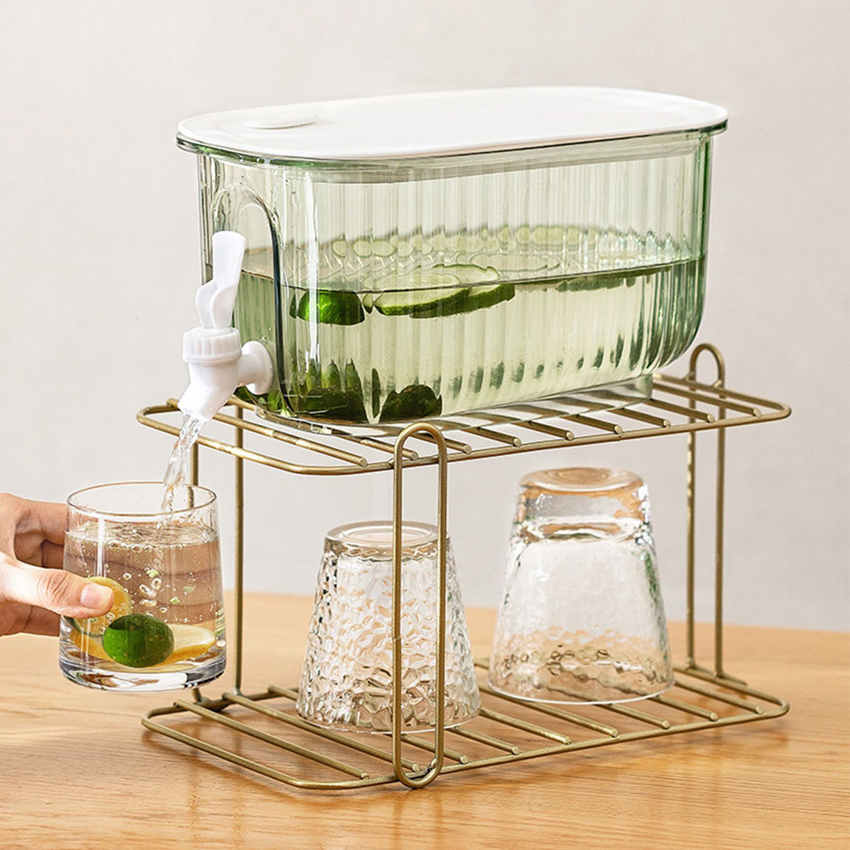Beverage Drink Dispenser Large Capacity Food Grade Thickened Leakage Proof Cold Kettle with Faucet for Home Green