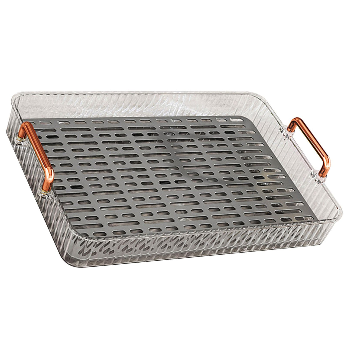 Water Drainage Tea Tray Double Layer Large Capacity Rectangular Cup Drain Board with Handle for Living Room S White