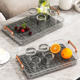 Water Drainage Tea Tray Double Layer Large Capacity Rectangular Cup Drain Board with Handle for Living Room S White - 45-Degree Angle