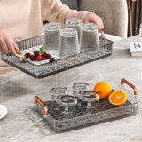 Water Drainage Tea Tray Double Layer Large Capacity Rectangular Cup Drain Board with Handle for Living Room S White