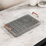 Water Drainage Tea Tray Double Layer Large Capacity Rectangular Cup Drain Board with Handle for Living Room S White