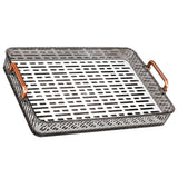 Water Drainage Tea Tray Double Layer Large Capacity Rectangular Cup Drain Board with Handle for Living Room S Gray - Front View