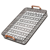 Water Drainage Tea Tray Double Layer Large Capacity Rectangular Cup Drain Board with Handle for Living Room S Gray