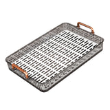 Water Drainage Tea Tray Double Layer Large Capacity Rectangular Cup Drain Board with Handle for Living Room S Gray