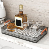 Water Drainage Tea Tray Double Layer Large Capacity Rectangular Cup Drain Board with Handle for Living Room S Gray