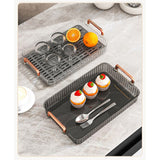 Water Drainage Tea Tray Double Layer Large Capacity Rectangular Cup Drain Board with Handle for Living Room S Gray