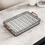 Water Drainage Tea Tray Double Layer Large Capacity Rectangular Cup Drain Board with Handle for Living Room S Gray - Extra Image