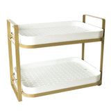Double Layer Coffee Mug Holder Large Capacity Tea Set Storage Rack Kitchen Tray Drain Box Mug Stand White