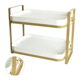 Double Layer Coffee Mug Holder Large Capacity Tea Set Storage Rack Kitchen Tray Drain Box Mug Stand White - Side View