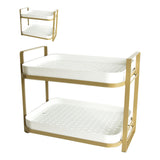 Double Layer Coffee Mug Holder Large Capacity Tea Set Storage Rack Kitchen Tray Drain Box Mug Stand White