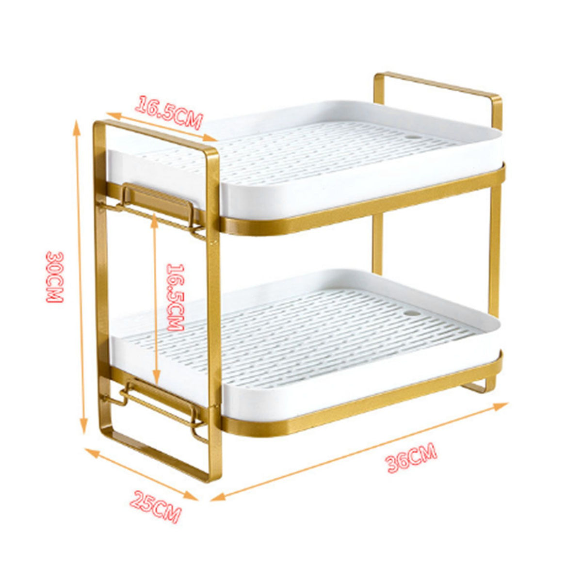 Double Layer Coffee Mug Holder Large Capacity Tea Set Storage Rack Kitchen Tray Drain Box Mug Stand White