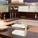 Double Layer Coffee Mug Holder Large Capacity Tea Set Storage Rack Kitchen Tray Drain Box Mug Stand White - Extra Image