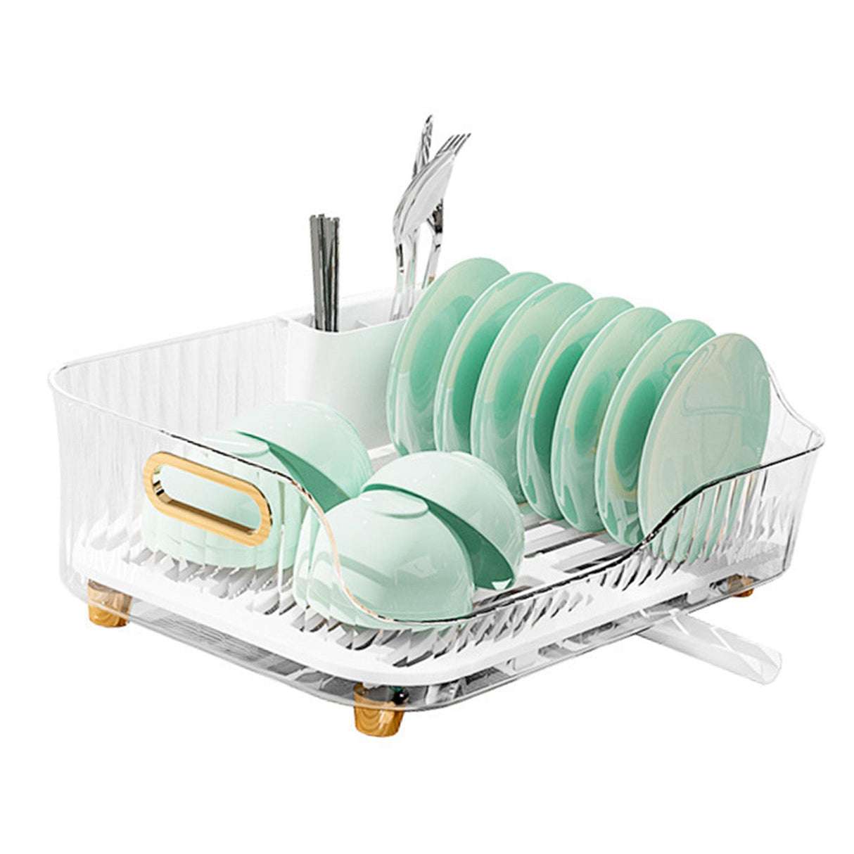 Dish Drying Rack Plastic Visualize Diversion Effluent Dish Diversion Rack for Chopsticks Bowl Plate Spoon Transparent White