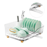 Dish Drying Rack Plastic Visualize Diversion Effluent Dish Diversion Rack for Chopsticks Bowl Plate Spoon Transparent White